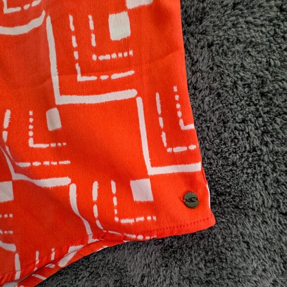 O’neill Women Orange White Skirt Asymmetric Small Drawstring Pull On Geometric - Picture 9 of 16